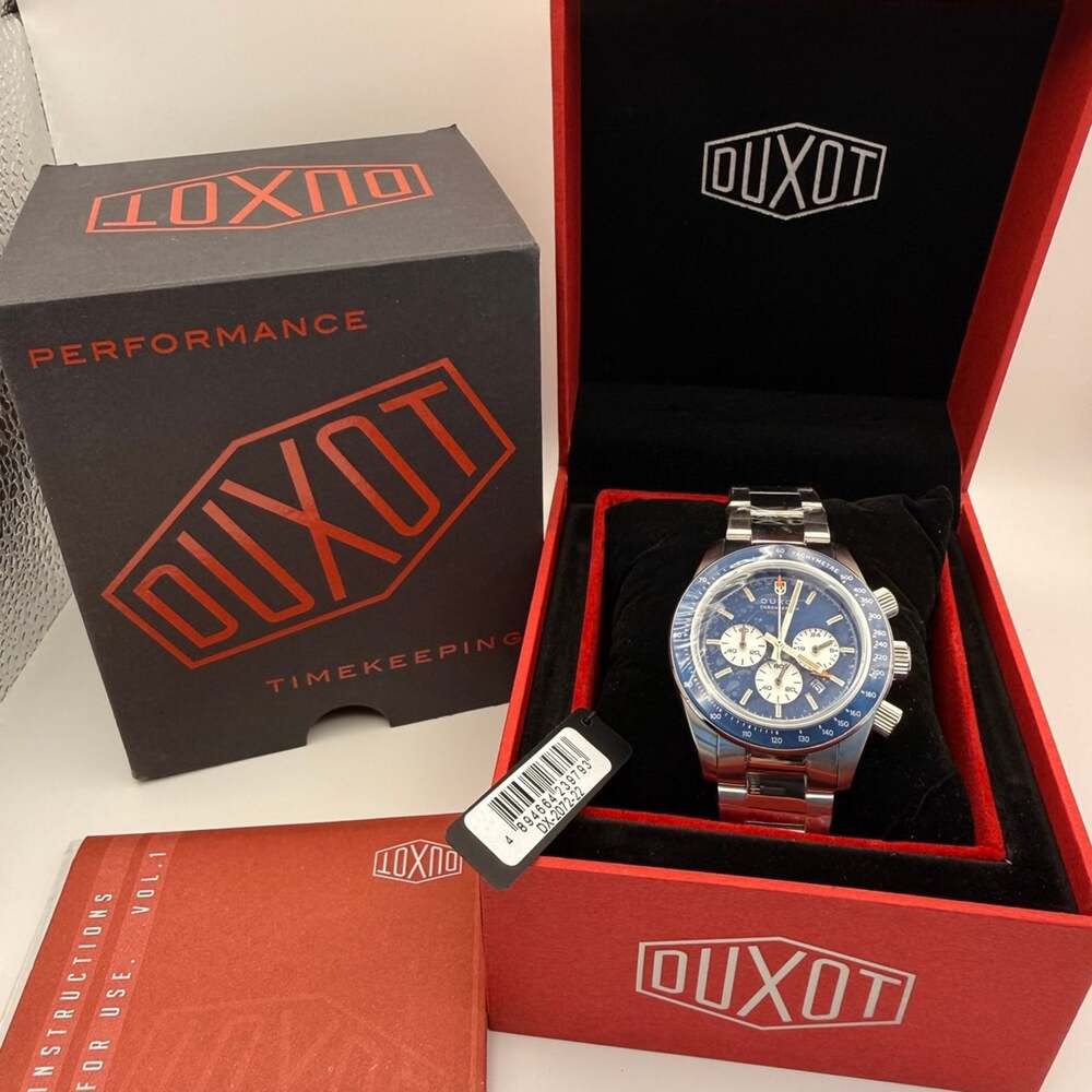 Duxot Vitesse Chronograph Blue Dial Watch DX-2072-22 New With Tags Sapphire